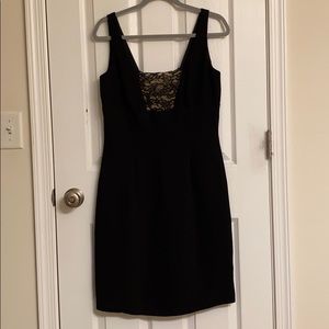 Maggy London Sexy Little Black Dress Lace Inset Polyester Silk Blend Size 8